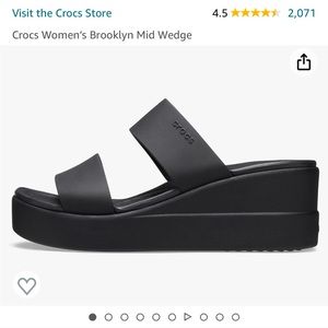 Crocs Womens Size 9 Brooklyn Mid Wedge Sandals, Black, Used in Good Condition